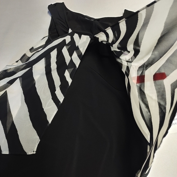 Connected Apparel Black White Striped Full-length Overlay Dress Size 6 NWT - Picture 8 of 10